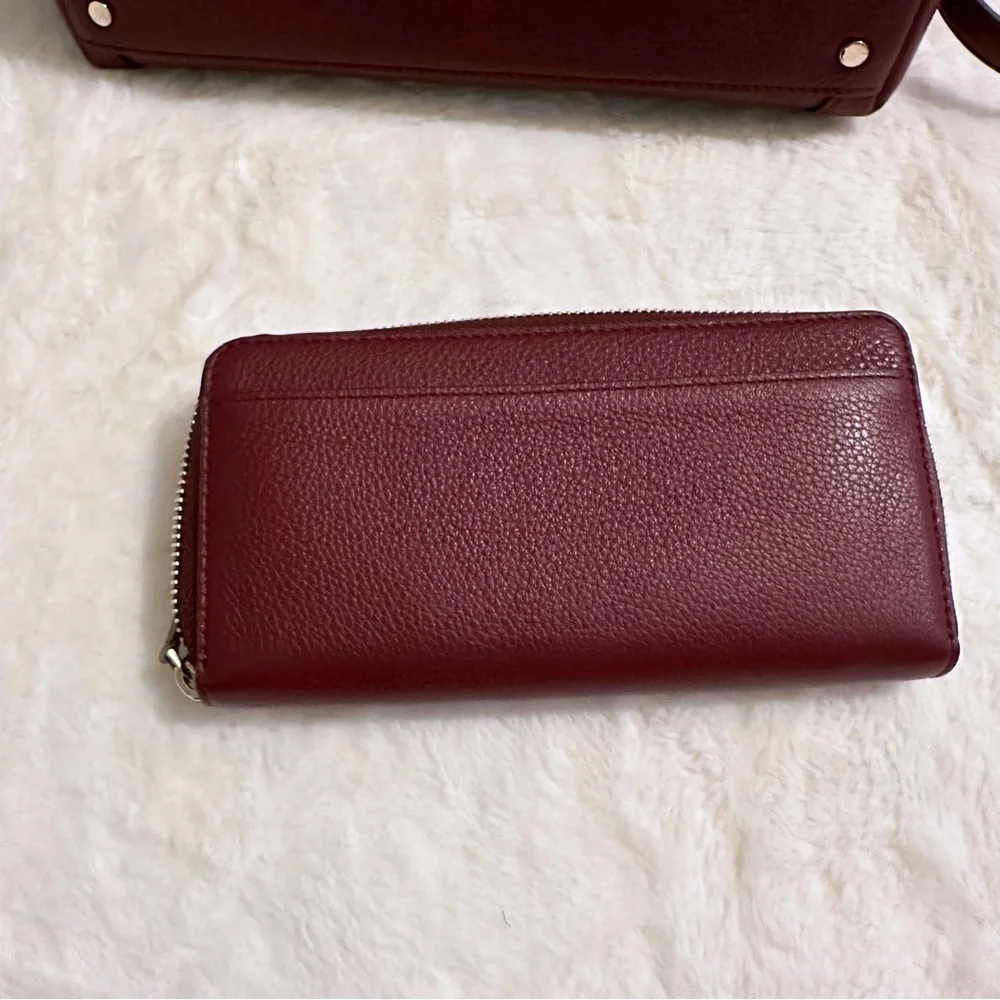 Kate Spade ♠️ JACKSON MEDIUM TRIPLE COMPARTMENT SATCHEL & MATCHING WALLET berry - Picture 6 of 15